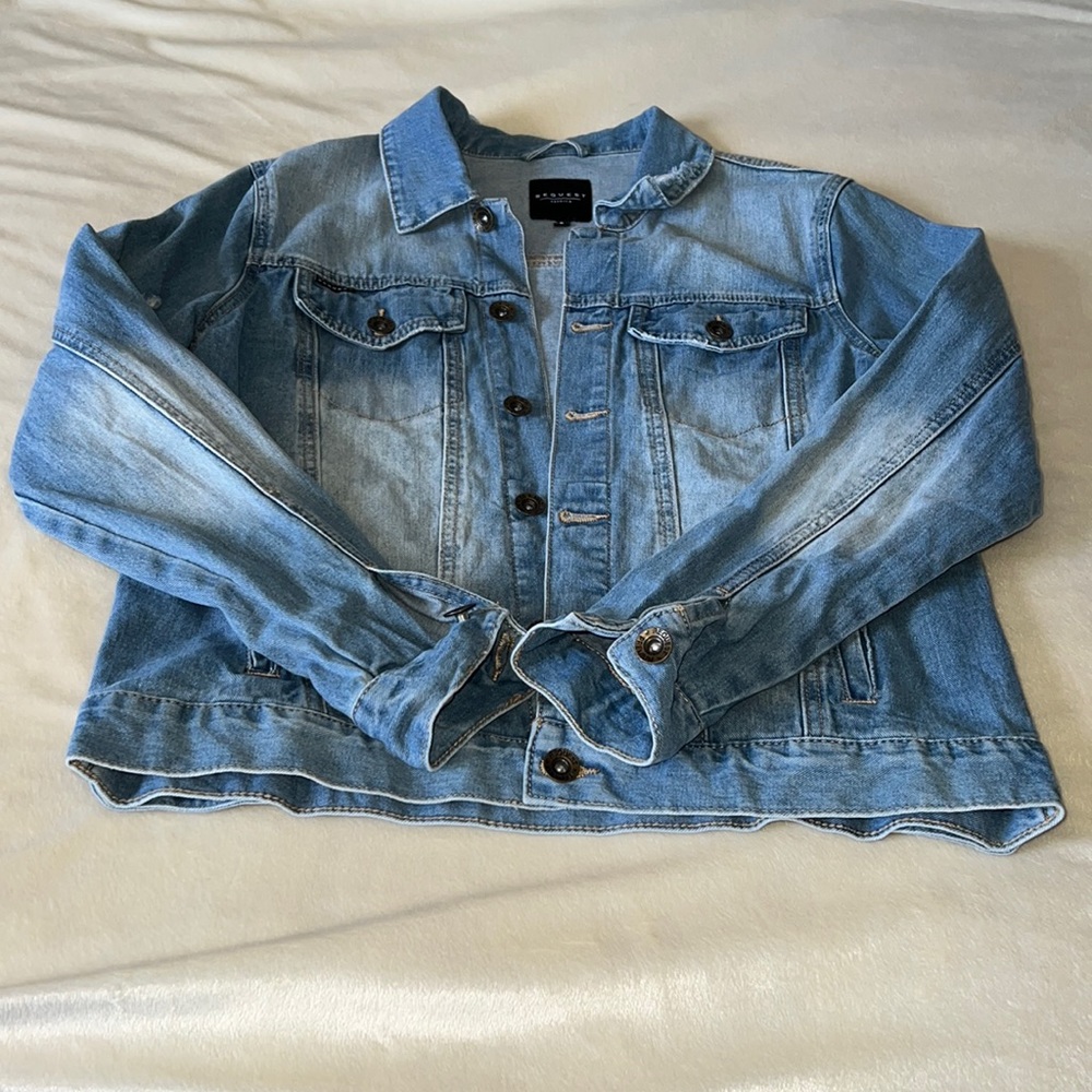 Request Destroyed Denim Jacket Size Small - image 1